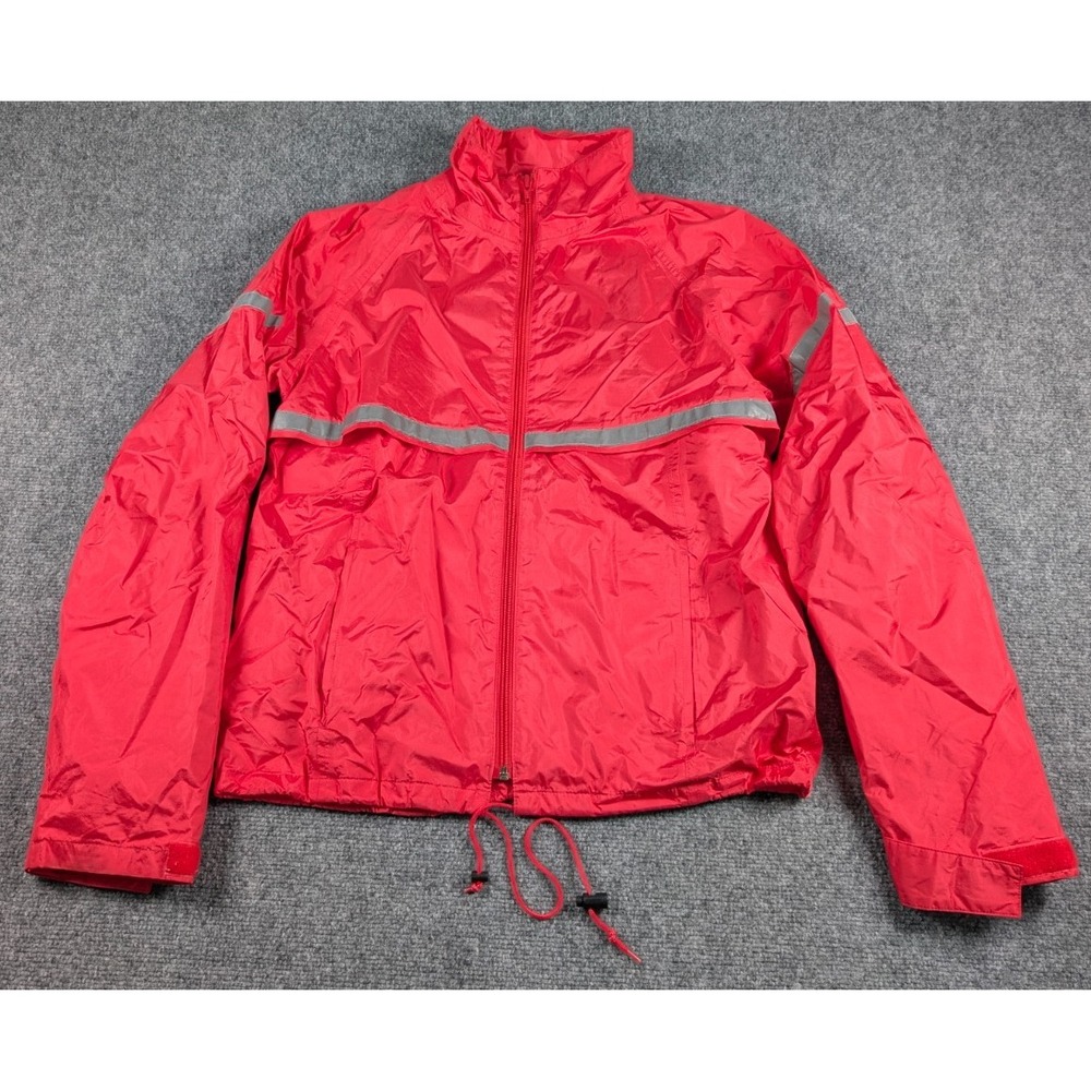Vtg LL Bean Rain Jacket Mens Medium Red Goretex Cycling Running Reflective